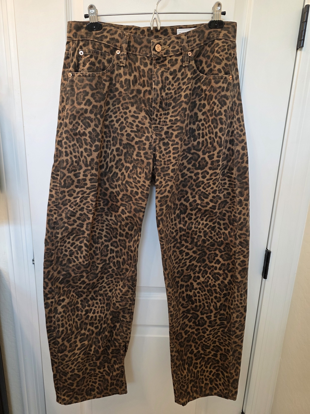 GAP Women's Leopard Print Straight Leg Jeans - Brown/Black
